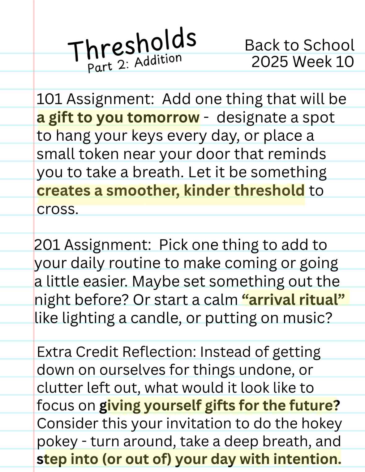 This week's assignment pad